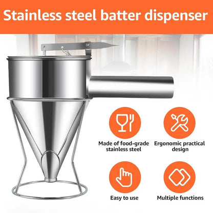 Batter Dispenser Piston Funnel Pancake Batter Dispenser With Stand Pancake Syrup Dispenser Kitchen Gadgets For Pancake Syrup