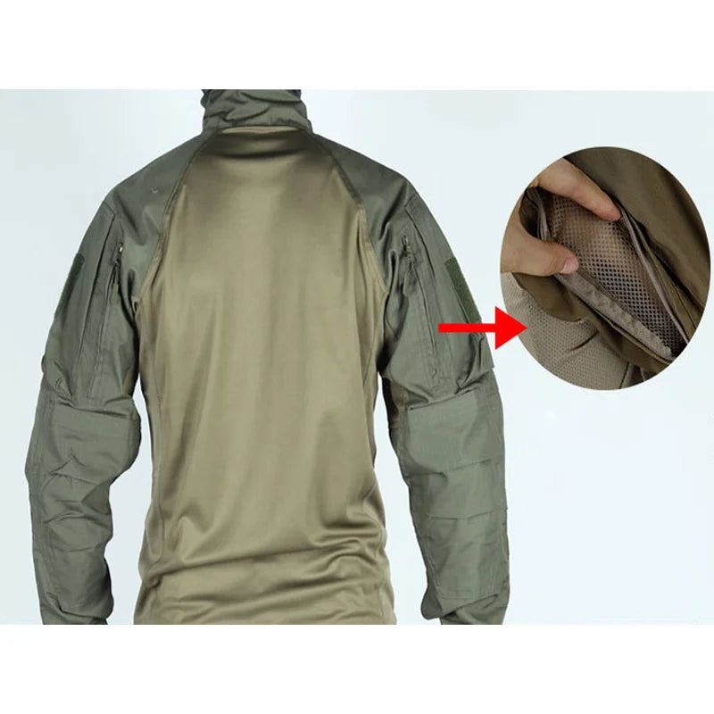 Men Multicam Military Uniform Combat Shirt Tactical Shirt Long Sleeve Paintball Camping Hunting Clothing