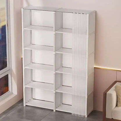 6/5 Layers Dustproof Wardrobe High Capacity Partition Bookshelf Bedroom Open Simple Assembly Storage Cabinet Bedroom Furniture