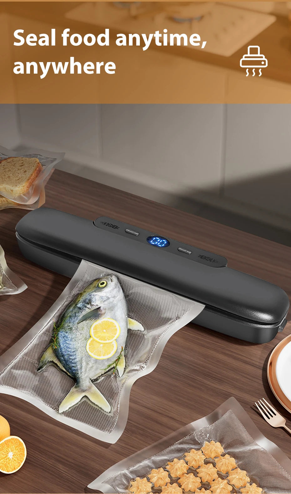 saengQ Vacuum Sealer Packaging Machine Food Vacuum Sealer With Free 10pcs Vacuum bags Household Vacuum Food Sealing