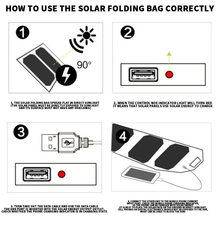 Outdoor Multifunctional Portable Solar Charging Panel Foldable 5V 1A USB Output Device Camping Tool High Power Output