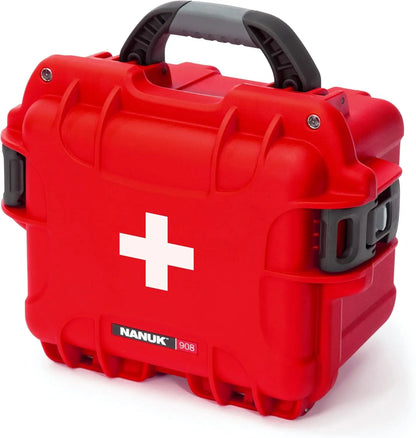 908 Waterproof First Aid Prepper Survival Gear Dust and Impact Resistant Case - Empty - Red (908-FSA9)