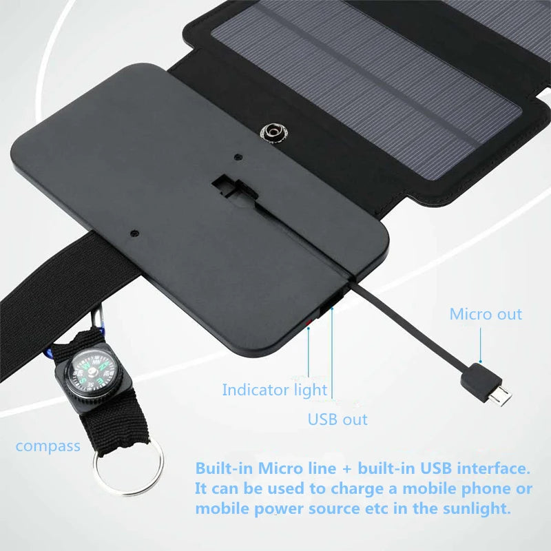 Outdoor Multifunctional Portable Solar Charging Panel Foldable 5V 1A USB Output Device Camping Tool High Power Output