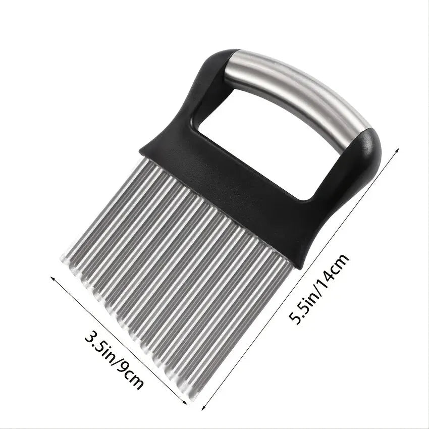 Stainless Steel Potato Chip Slicer Dough Vegetable Fruit Crinkle Wavy Kitchen Knife Cutter Chopper French Fry Maker Tools Gadget