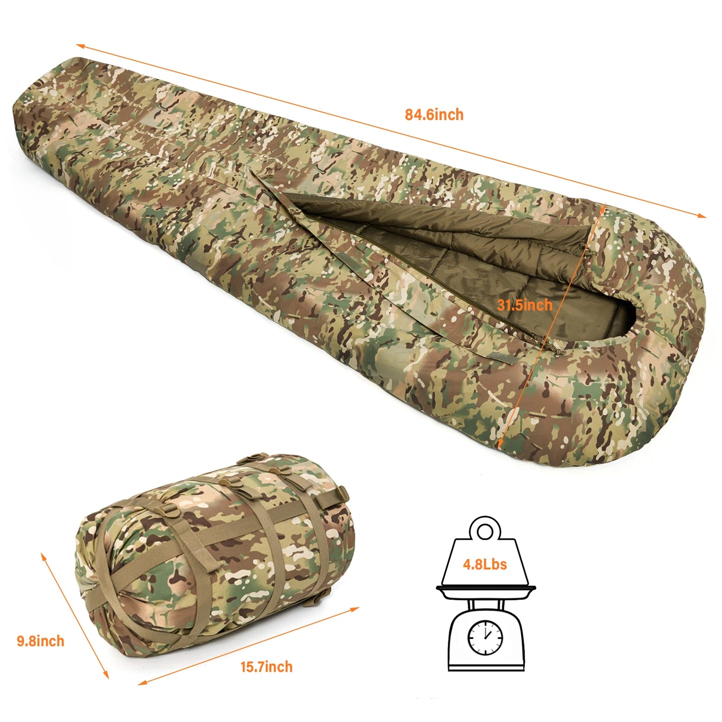 MT Military Modular Infantry Tactical Mummy Sleeping Bags, Army Force Defence 4 & Tropen Sleeping System 2.0 Camouflage/Multicam