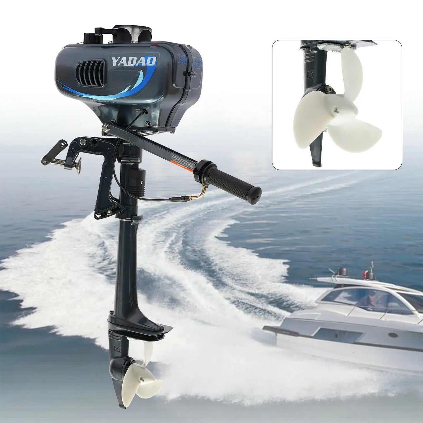 Grey 3.5HP 49cc Boat Outboard Motor