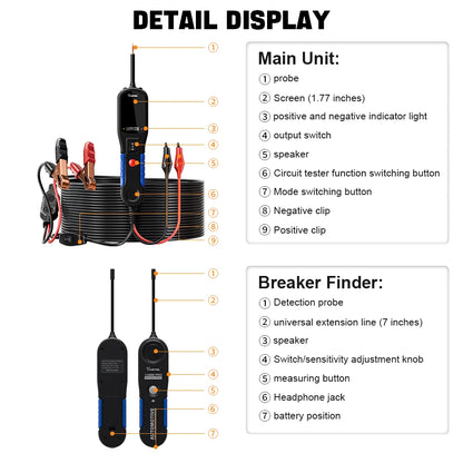 2024 VDIAGTOOL V200 Pro Automotive Power Circuit Probe Tester Breaker Finder Tools 12/24V Electrical Open Short Diagnostic Tools