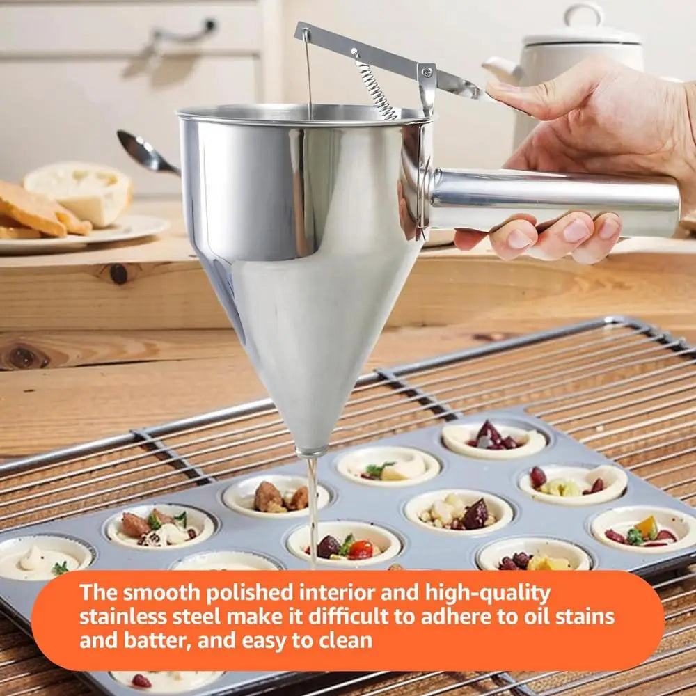 Batter Dispenser Piston Funnel Pancake Batter Dispenser With Stand Pancake Syrup Dispenser Kitchen Gadgets For Pancake Syrup