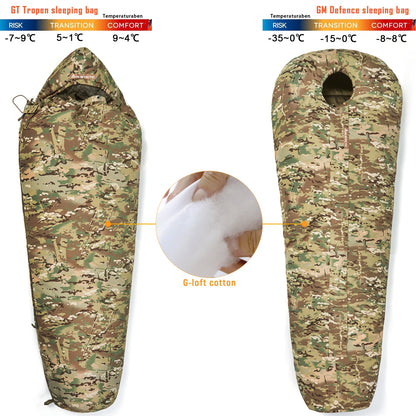 MT Military Modular Infantry Tactical Mummy Sleeping Bags, Army Force Defence 4 & Tropen Sleeping System 2.0 Camouflage/Multicam