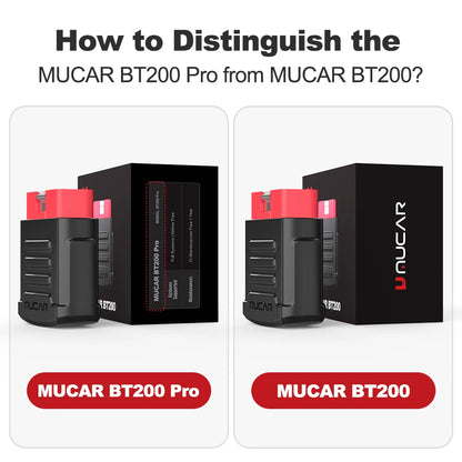 MUCAR BT200 BT200 PRO Automotive Diagnostic Tools OBD2 Scanner Bluetooth Wifi for All Cars Auto Obd 2 Tester 15 Resets Diagnosis