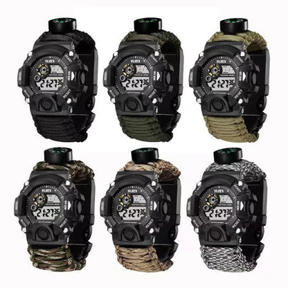 Outdoor Survival Watch Multifunctional Waterproof  Tactical Watch Compass Bracelet Camping Hiking Emergency Gear