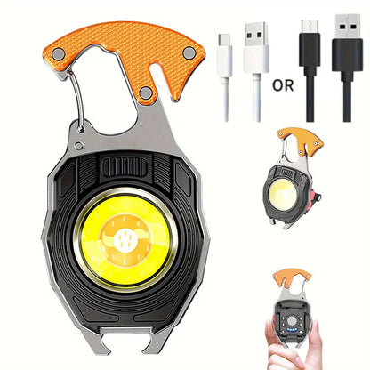 LED Flashlight Keychain Camping USB Charging Mini COB Work Lights Outdoor Fishing Climbing Multifunctional Tool Magnetic Torch