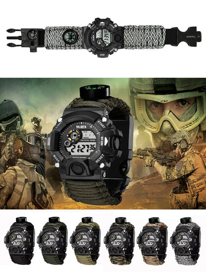 Outdoor Survival Watch Multifunctional Waterproof  Tactical Watch Compass Bracelet Camping Hiking Emergency Gear