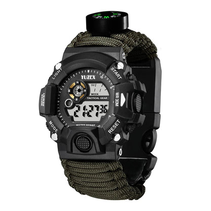 Outdoor Survival Watch Multifunctional Waterproof  Tactical Watch Compass Bracelet Camping Hiking Emergency Gear