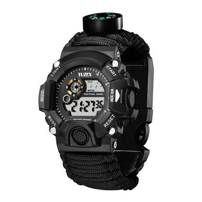 Outdoor Survival Watch Multifunctional Waterproof  Tactical Watch Compass Bracelet Camping Hiking Emergency Gear