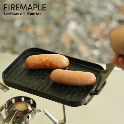 FireMaple Mini Grill Plate Set Thickened Heat-resistant Non Stick Rectangle Barbecue Versatile Outdoor Camping Grilling Pan