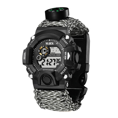 Outdoor Survival Watch Multifunctional Waterproof  Tactical Watch Compass Bracelet Camping Hiking Emergency Gear