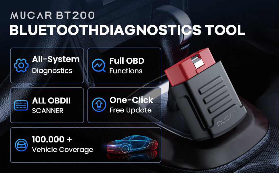 MUCAR BT200 BT200 PRO Automotive Diagnostic Tools OBD2 Scanner Bluetooth Wifi for All Cars Auto Obd 2 Tester 15 Resets Diagnosis