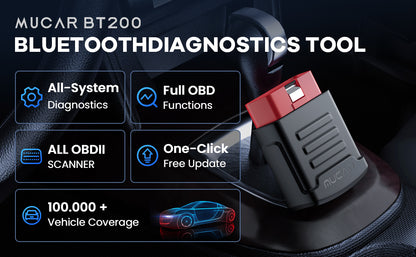 MUCAR BT200 BT200 PRO Automotive Diagnostic Tools OBD2 Scanner Bluetooth Wifi for All Cars Auto Obd 2 Tester 15 Resets Diagnosis